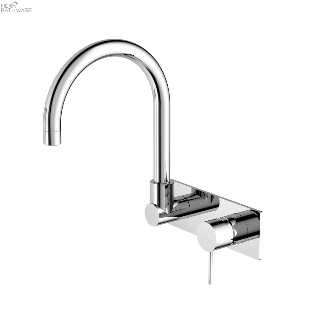 MECCA Wall Basin Mixer Swivel Spout - Handle Down - Hera BathwareChrome