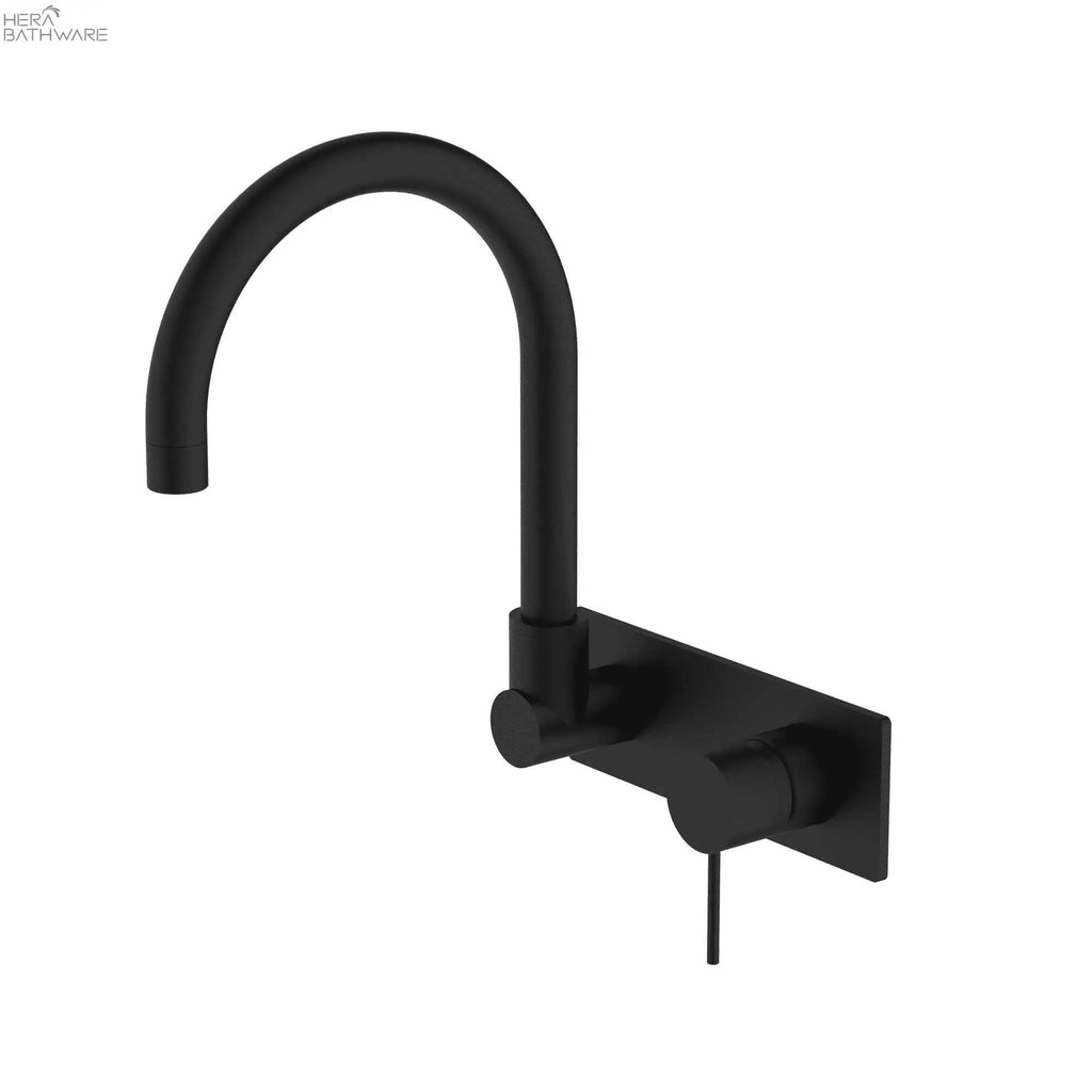 MECCA Wall Basin Mixer Swivel Spout - Handle Down - Hera BathwareMatte Black