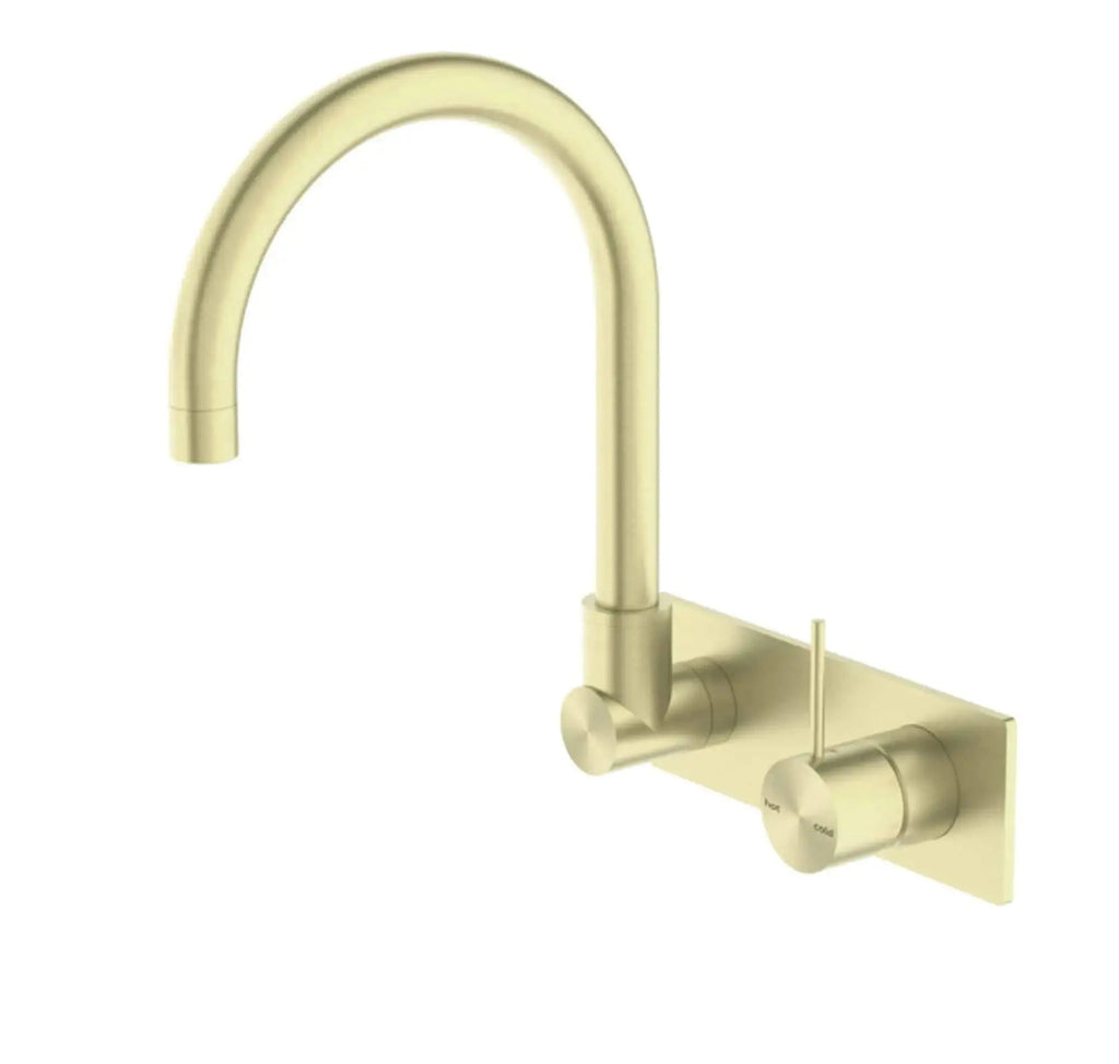 MECCA Wall Basin Mixer Swivel Spout - Handle Up - Hera BathwareBrushed Gold