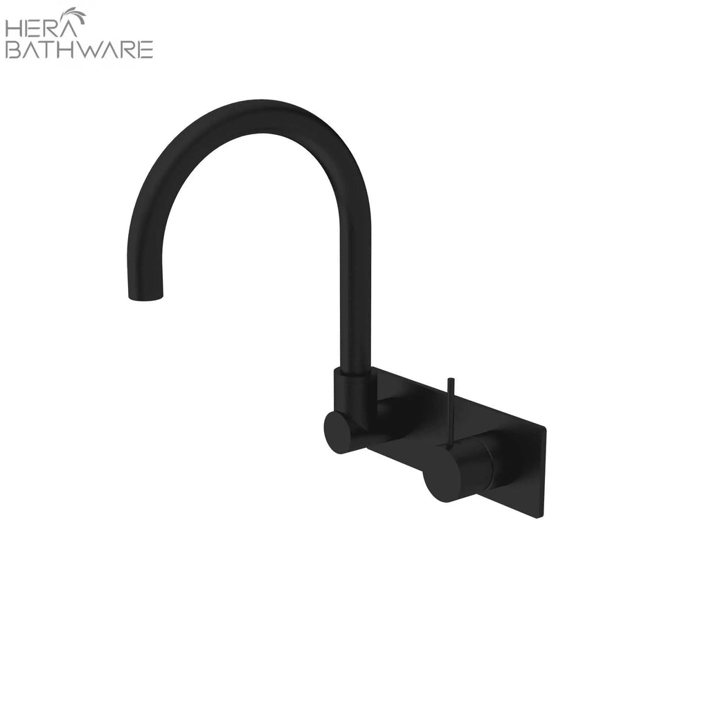 MECCA Wall Basin Mixer Swivel Spout - Handle Up - Hera BathwareMatte Black