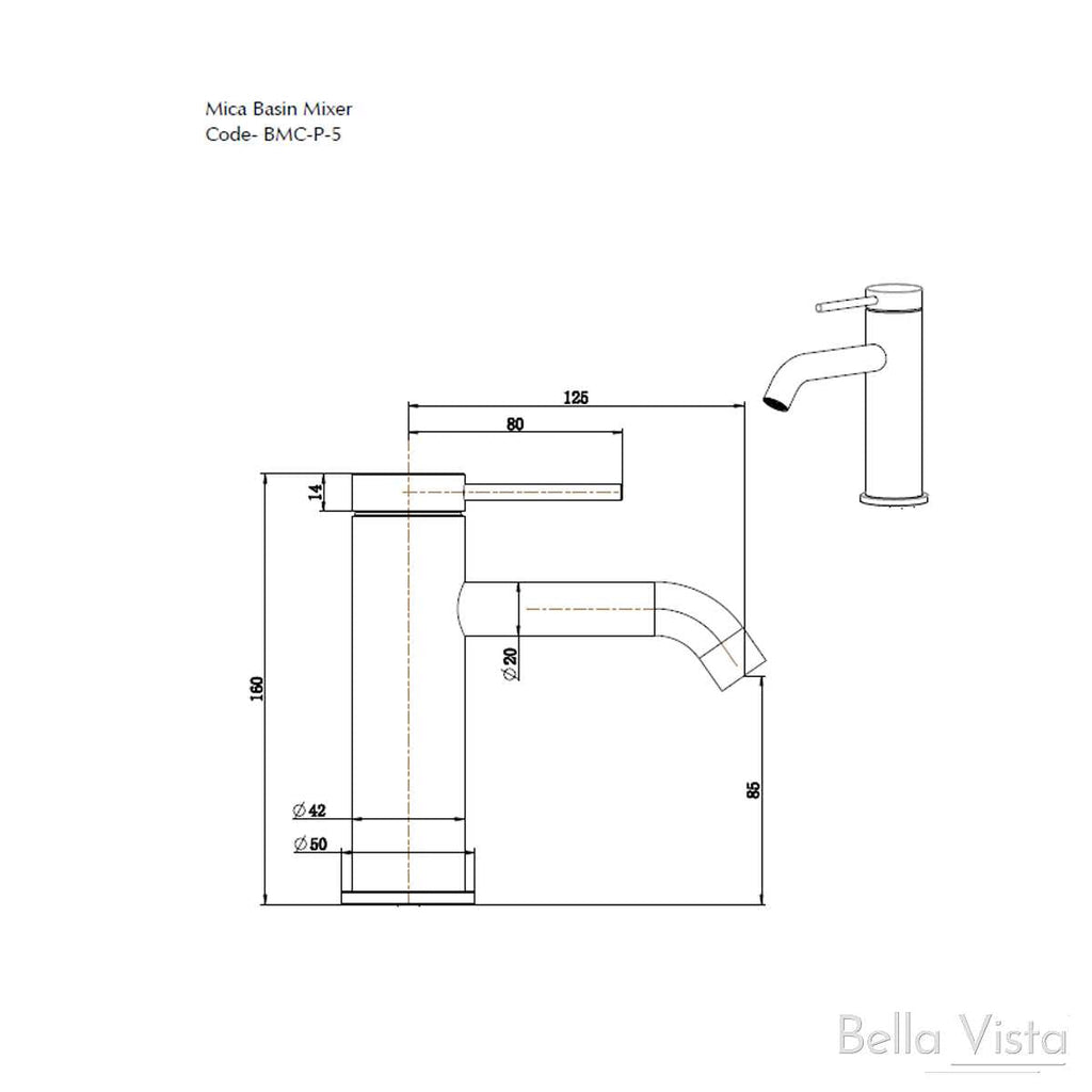 Mica Basin Mixer - Chrome, Black, Brushed Nickel, Gunmetal, French Gold - Hera BathwareBrushed Gold