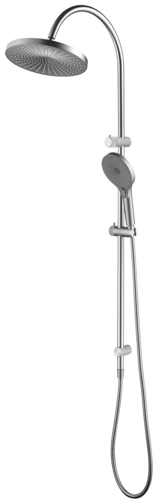 Mica Fluted Gooseneck Dual Shower Rail - Hera Bathware X Bella Vista DSH - R - 6H - NR - BN | Brushed Nickel