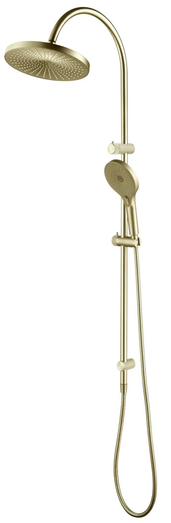 Mica Fluted Gooseneck Dual Shower Rail - Hera Bathware X Bella Vista DSH - R - 6H - NR - FG | French Gold