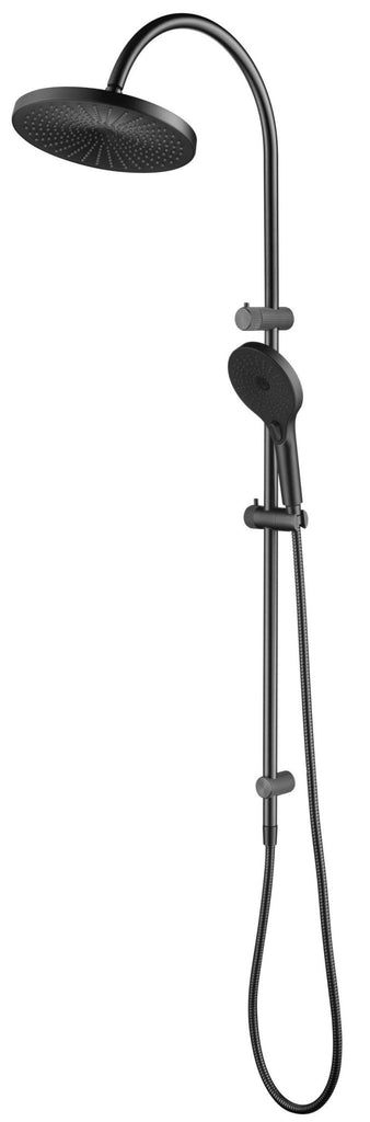 Mica Fluted Gooseneck Dual Shower Rail - Hera Bathware X Bella Vista DSH - R - 6H - NR - GM | Gun Metal