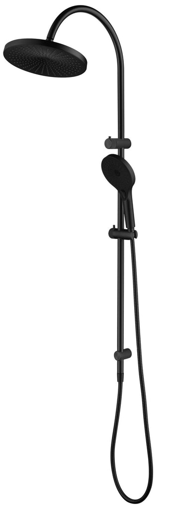 Mica Fluted Gooseneck Dual Shower Rail - Hera Bathware X Bella Vista DSH - R - 6H - NR - BLK | Matte Black