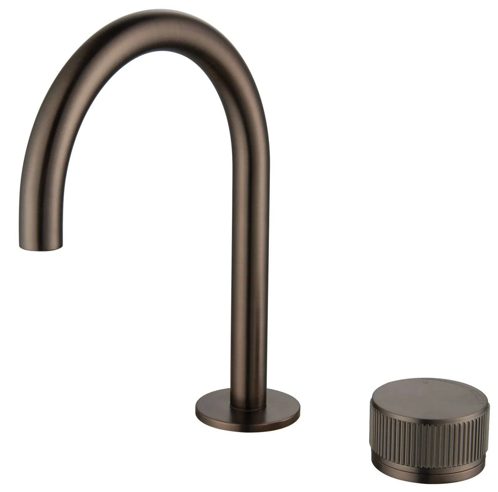 Mica Fluted Square/Goose Hob Sink/Basin Mixer Set - Hera Bathware X Bella Vista HSB - 6 - NR - DZ | Goose - NeckDusk Bronze