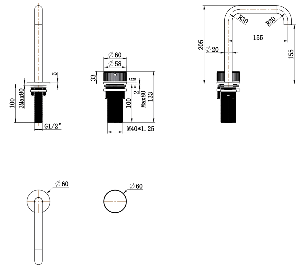 Mica Fluted Square/Goose Hob Sink/Basin Mixer Set - Hera Bathware X Bella Vista HSB - 6 - NR - R90 - DZ | Soft - SquareDusk Bronze