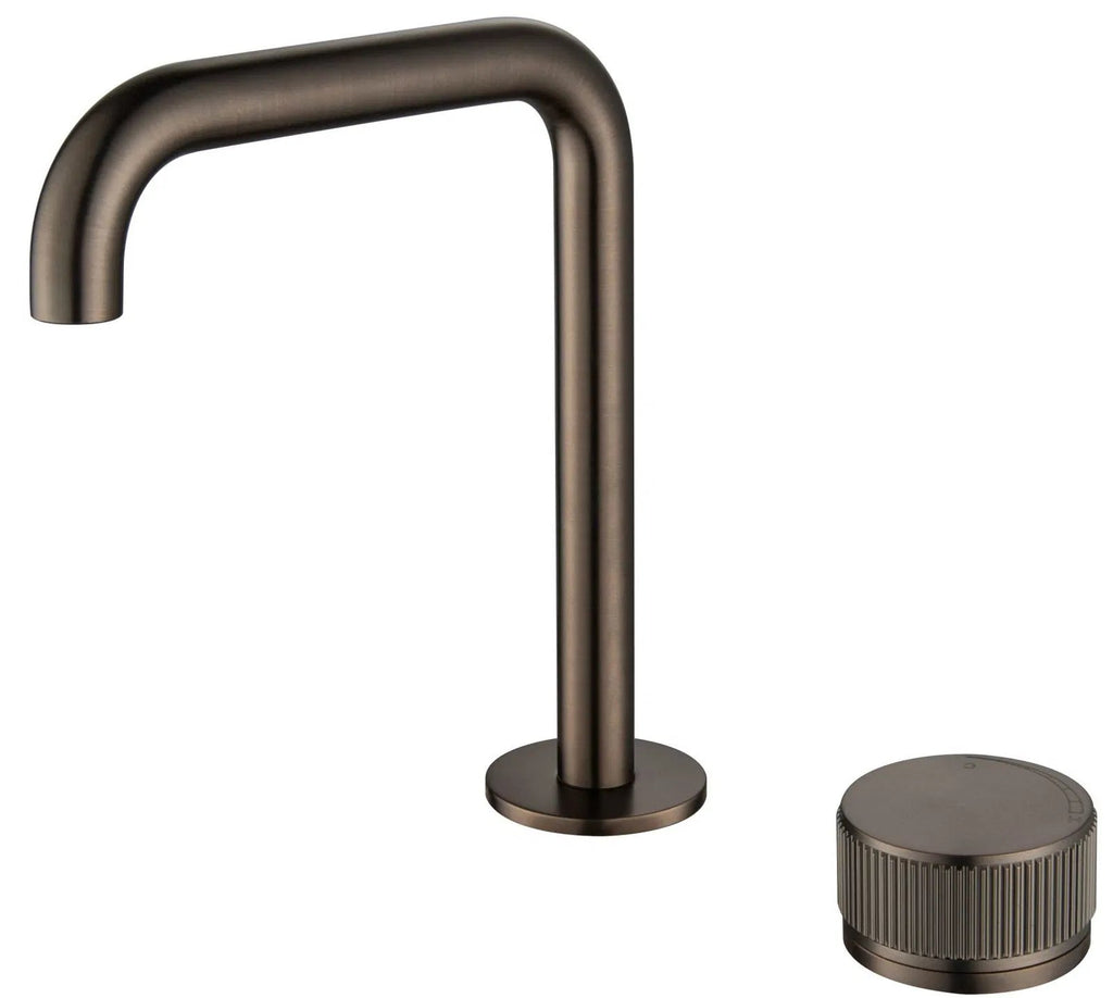 Mica Fluted Square/Goose Hob Sink/Basin Mixer Set - Hera Bathware X Bella Vista HSB - 6 - NR - R90 - DZ | Soft - SquareDusk Bronze