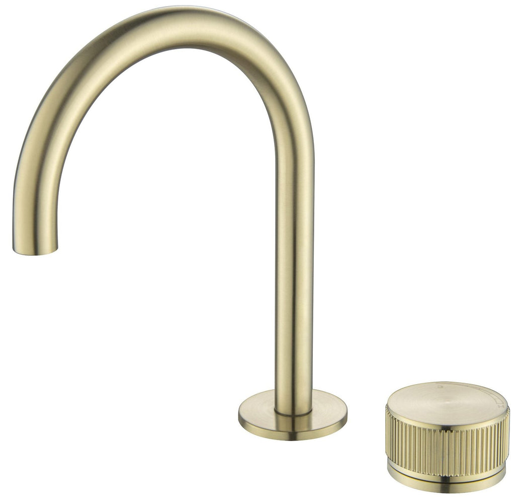 Mica Fluted Square/Goose Hob Sink/Basin Mixer Set - Hera Bathware X Bella Vista HSB - 6 - NR - FG | Goose - NeckFrench Gold
