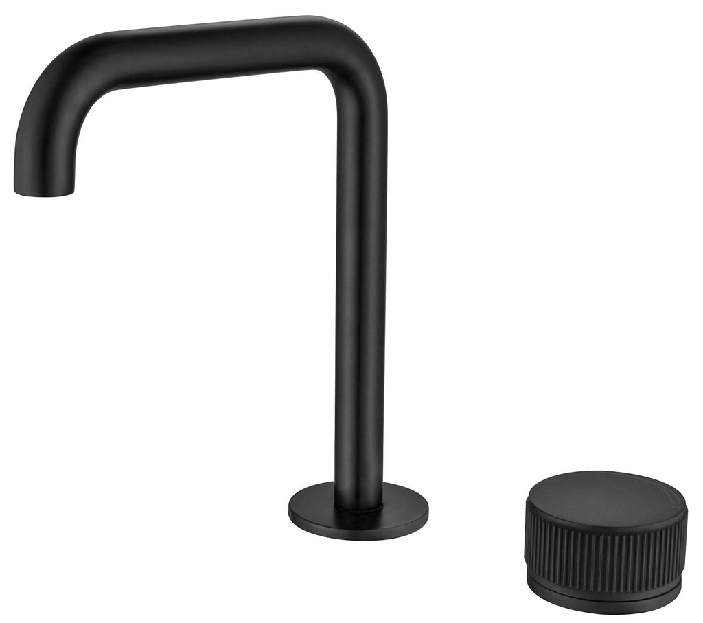 Mica Fluted Square/Goose Hob Sink/Basin Mixer Set - Hera Bathware X Bella Vista HSB - 6 - NR - R90 - BLK | Soft - SquareMatte Black