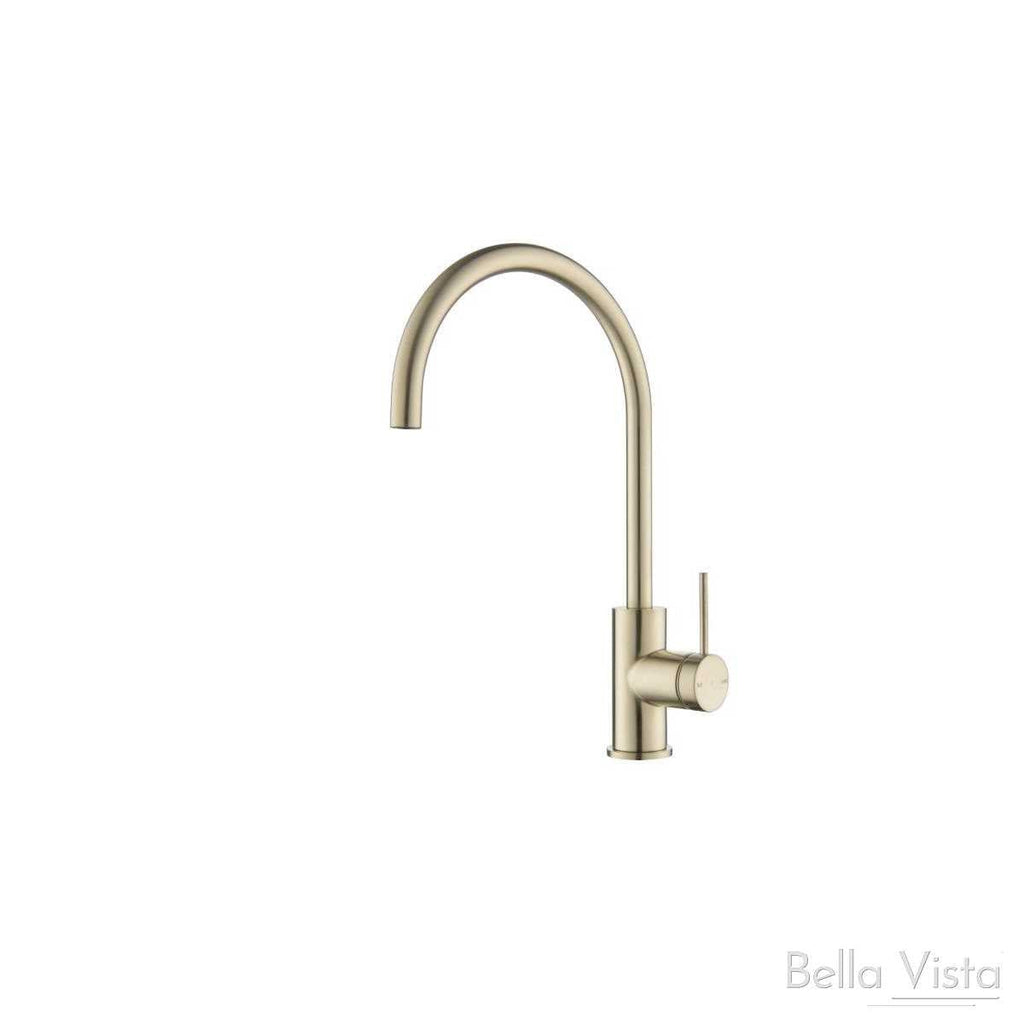 Mica Gooseneck Sink Mixer - Hera BathwareFrench Gold