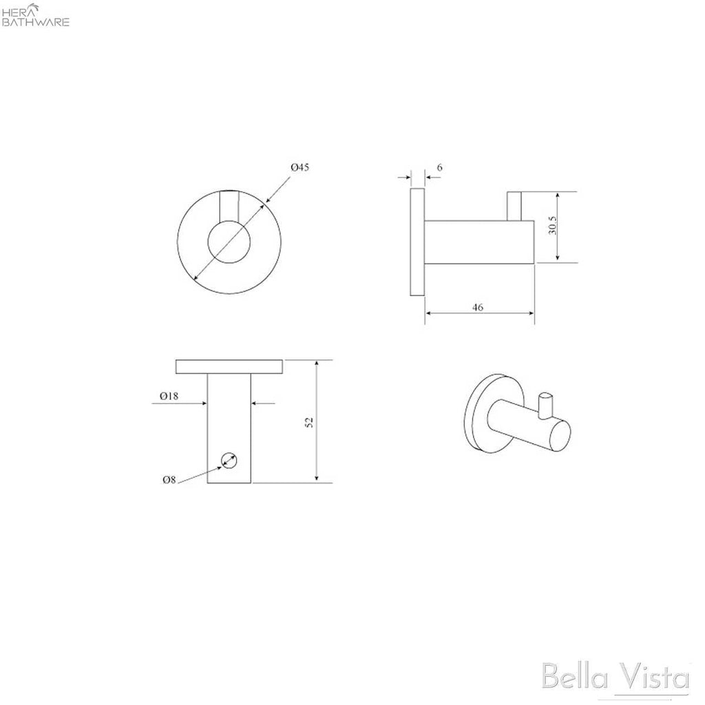 Mica Robe Hook - Hera BathwareChrome