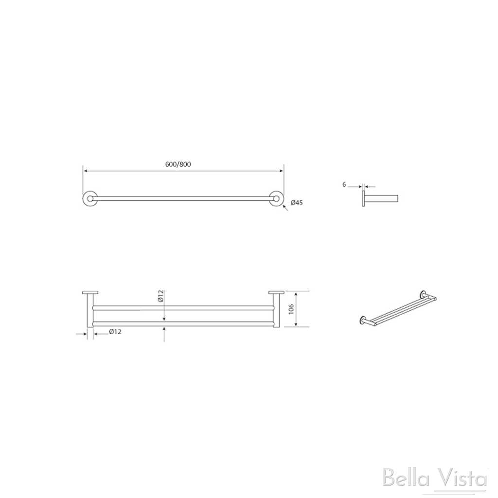Mica - Towel Rail 800mm - Hera BathwareChromeSingle Towel Rail