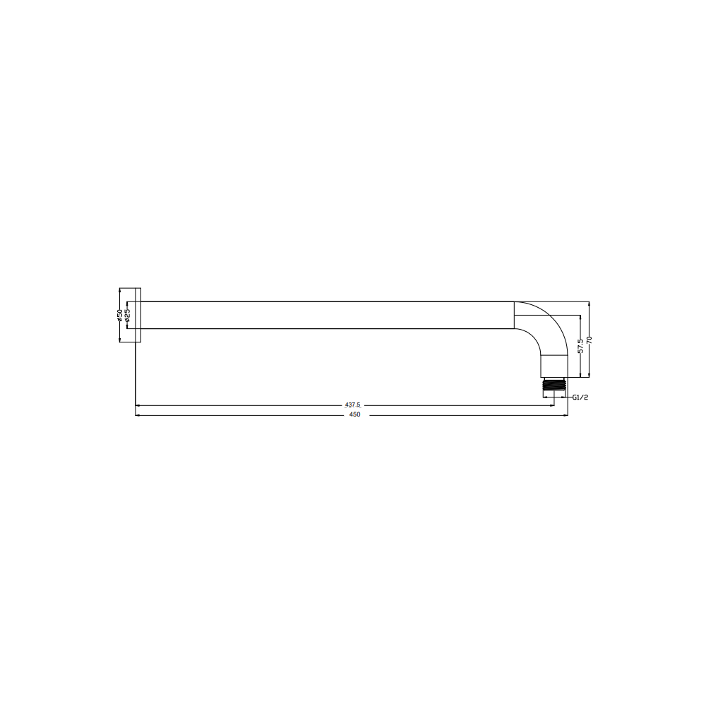 Mica Wall Shower Arm – 450mm – Curved - Hera BathwareChrome