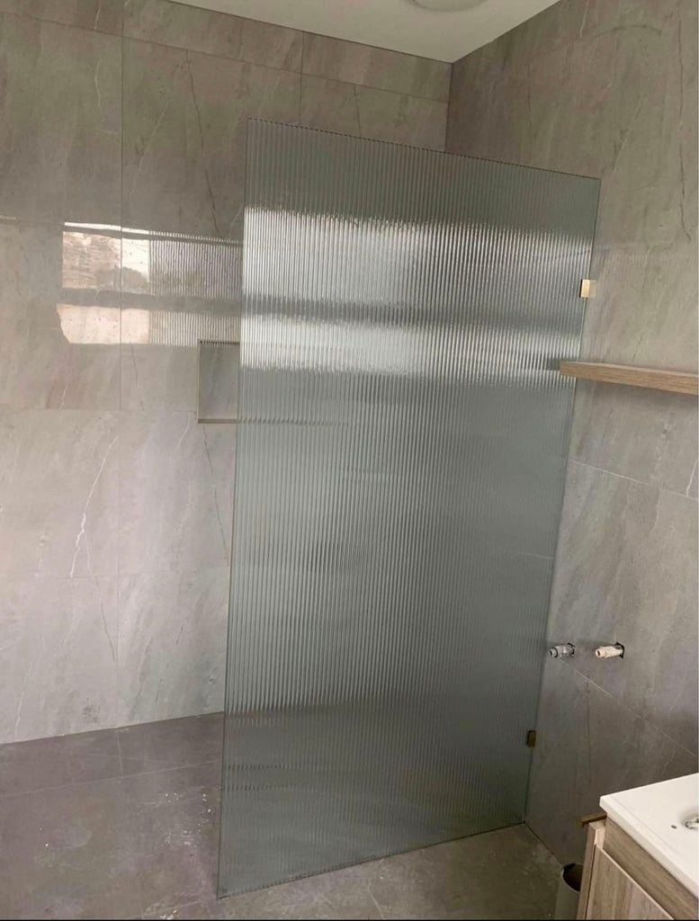 Milano Fluted/Reeded Walk in Frameless Shower Fixed Panel | Convex - Hera Bathware900mm