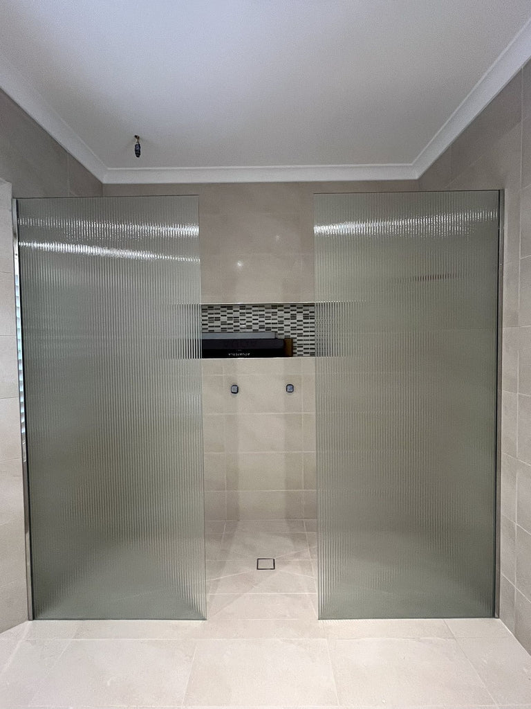 Milano Fluted/Reeded Walk in Frameless Shower Fixed Panel | Convex - Hera Bathware900mm