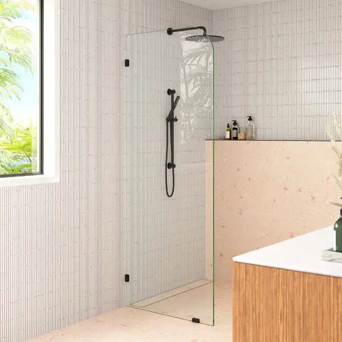 Milano Radius Walk in Frameless Shower Fixed Panel | Convex - Hera Bathware900mm