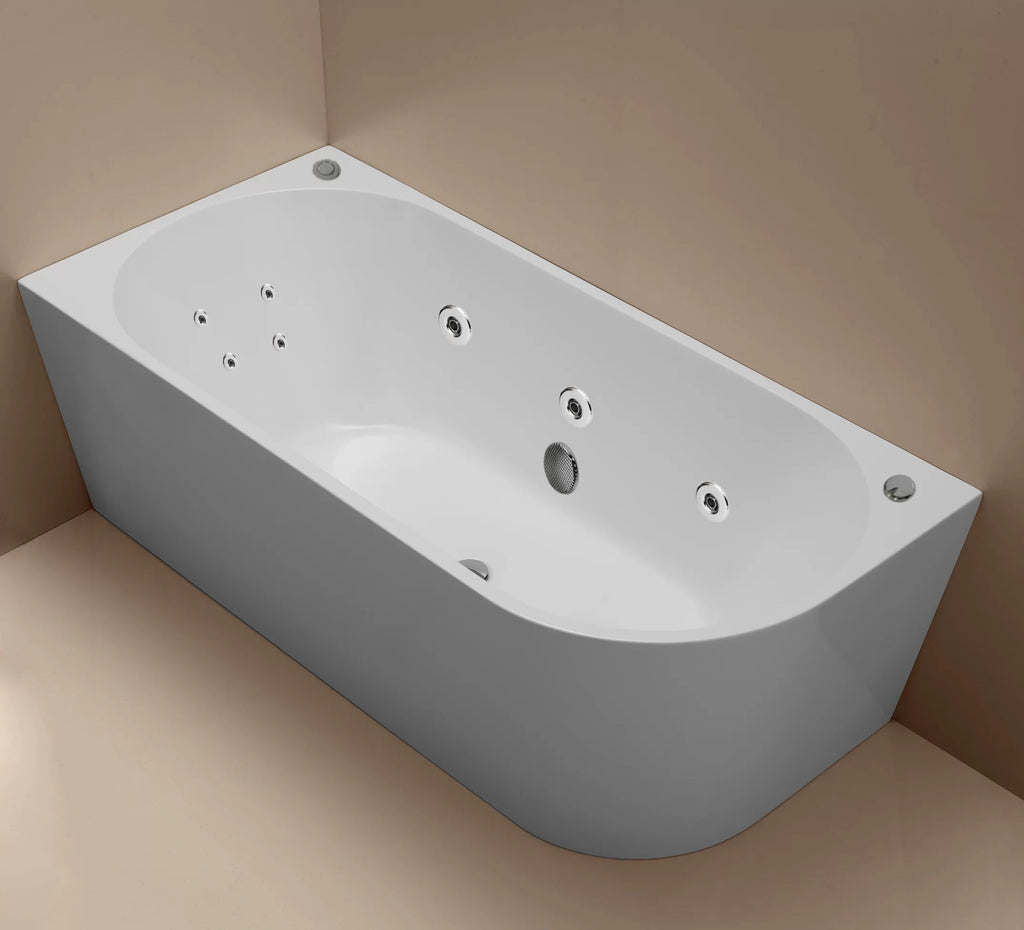 Millan Corner to Left 1500/1700mm Spa Bathtub - Hera Bathware1500mm3 Large Jets & 8 Mini Jets