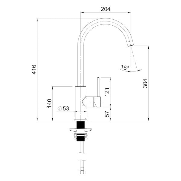 Minimalist MK2 Sink Mixer Goose Neck | Methven - Hera Bathware X Methven MNKGNCP | Chrome