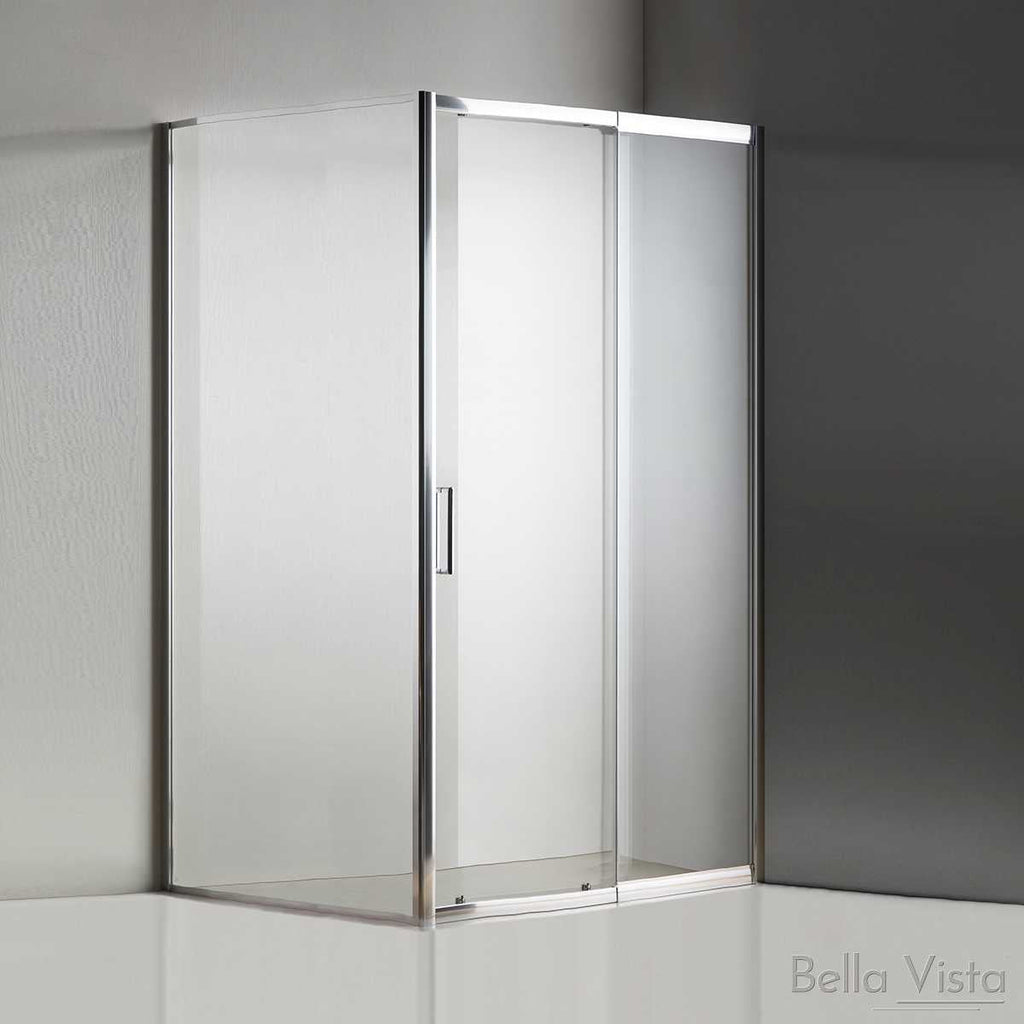 Miramar Sliding Semi Framed Shower Screen - 1950mm Height – Front and Return – Multiple Sizes - Hera BathwareChrome1100 - 1200mm