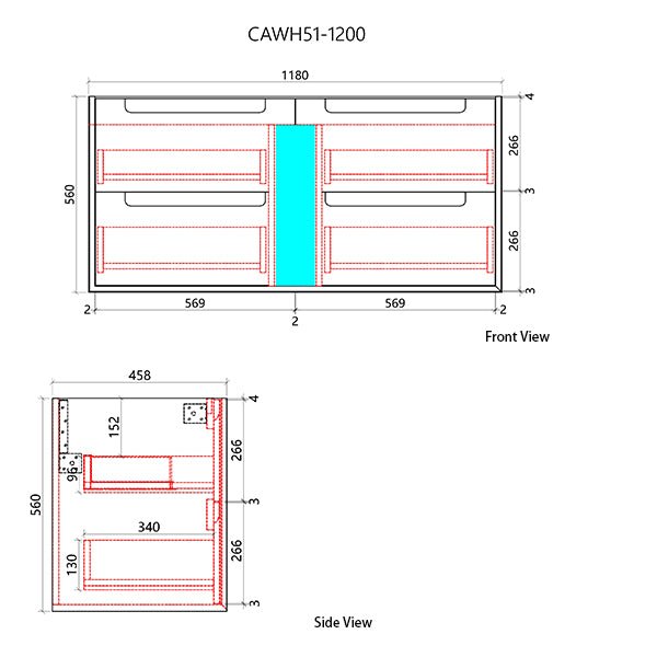 Moreno Wall Hung Vanity 600 - 1500mm - Hera Bathware X Aulic CAWH51 - 600 | 600mmCabinet Only