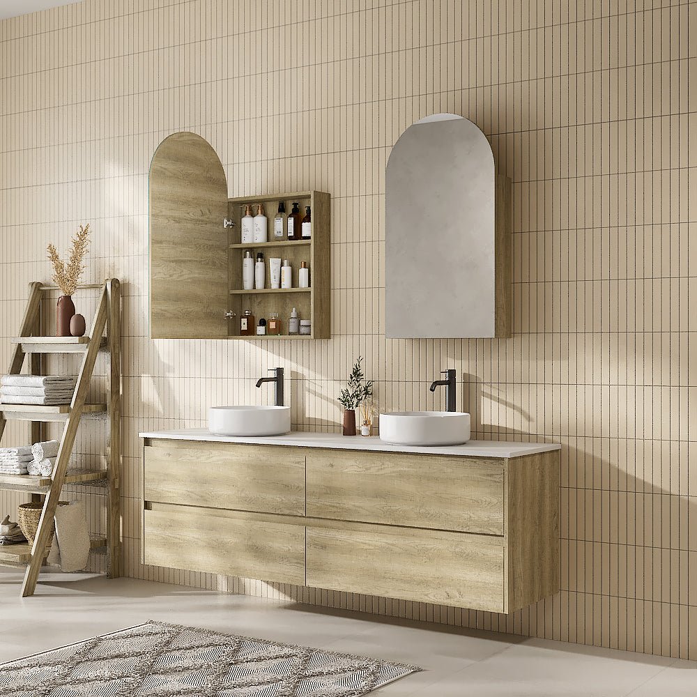 Nami Arch Shape Shaving Cabinet - Hera BathwareTimber Look
