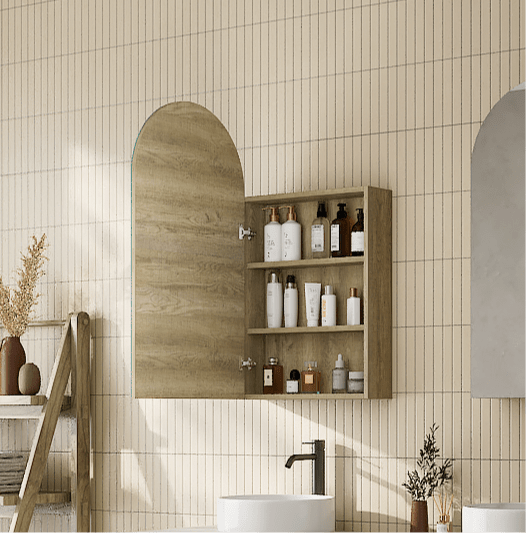 Nami Arch Shape Shaving Cabinet - Hera BathwareTimber Look