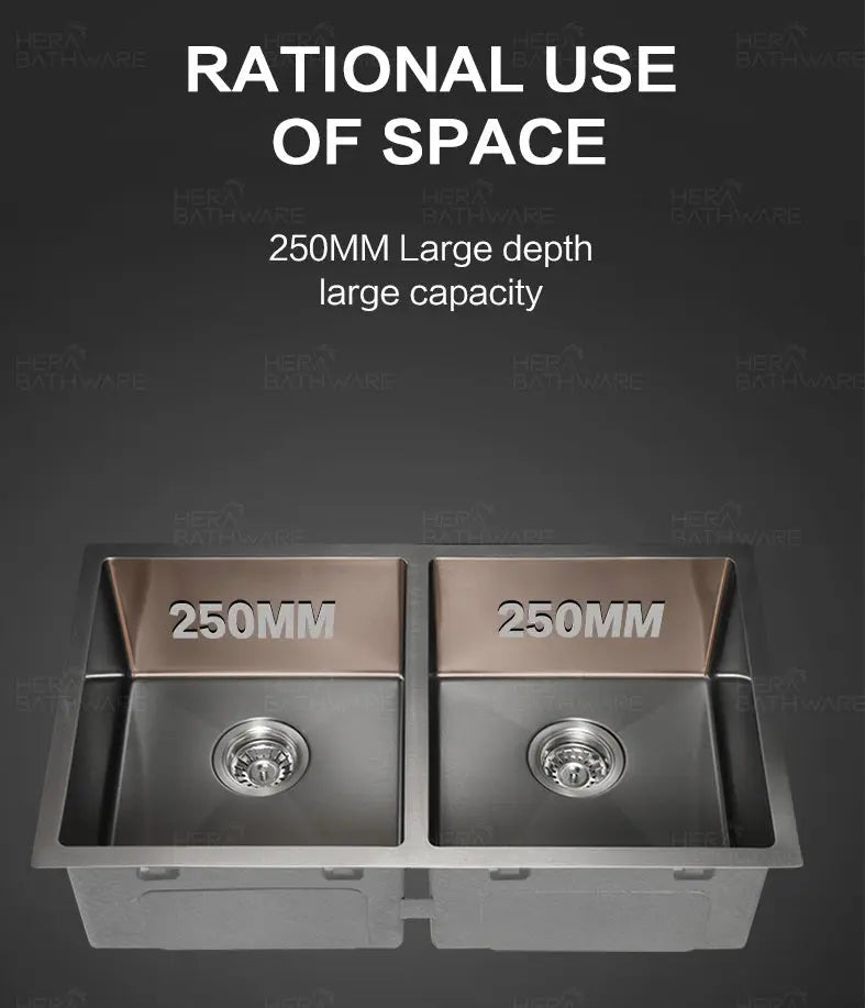 Nano Black Kitchen Sink Single Bowl - 450mm - Hera BathwareGun Metal