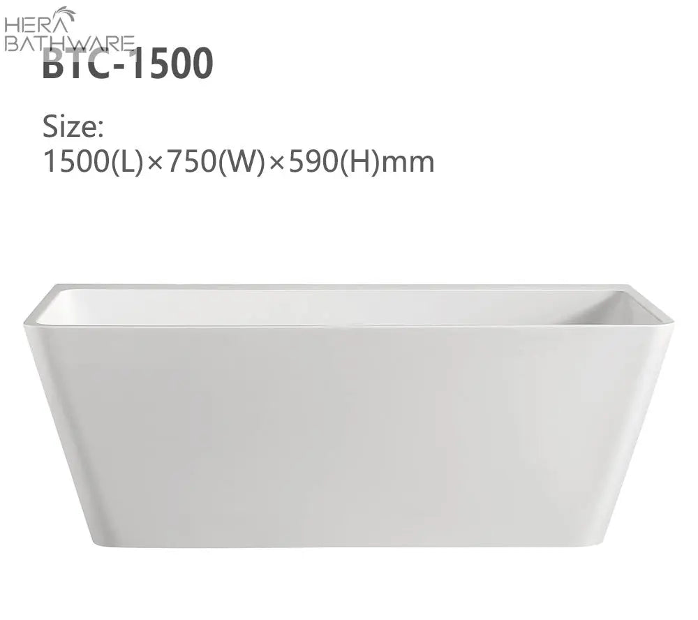 Natalia Back to Wall Bath - Hera Bathware1500mmGloss White