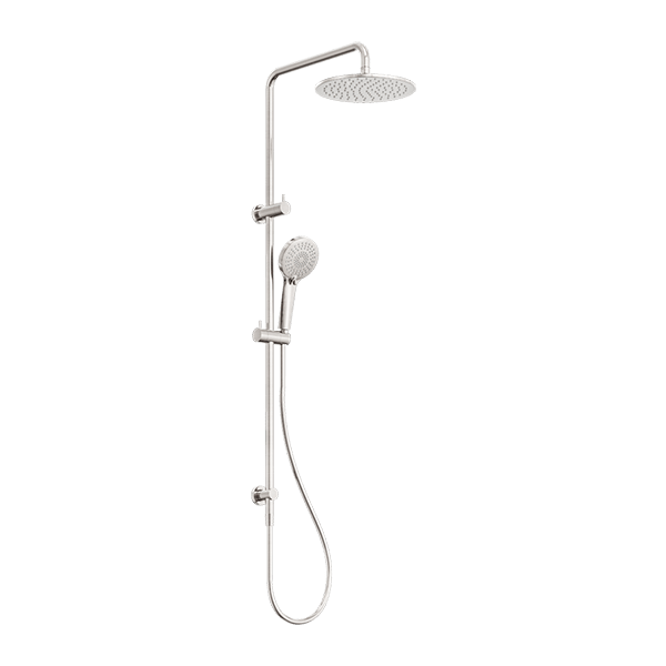 NEW ROUND Twin Shower Set | Nero - Hera BathwareBrushed Nickel