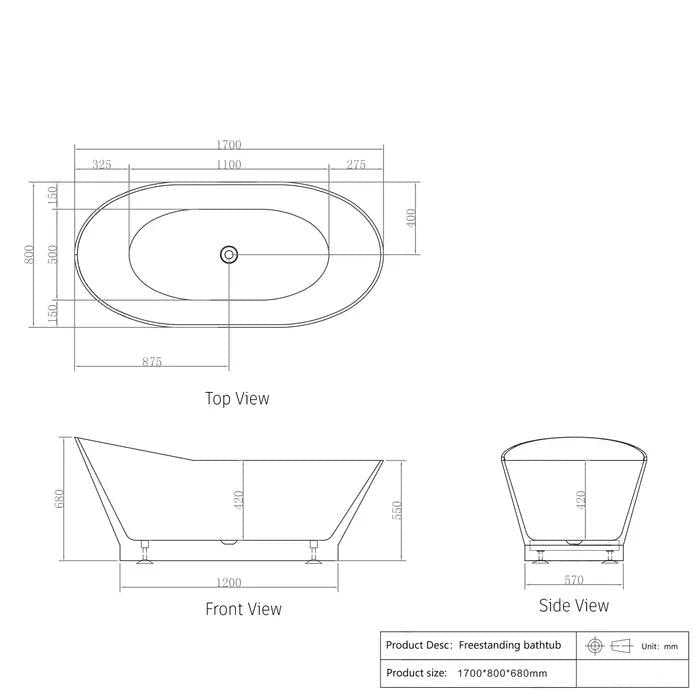 NEW YORK Gloss White Free Standing Bathtub - Hera Bathware1500mmGloss White