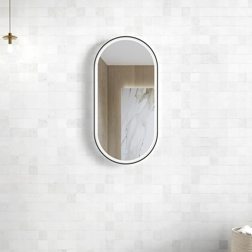 Noosa Oval Framed LED Mirror 450x900mm | OTTI - Hera BathwareMatte Black