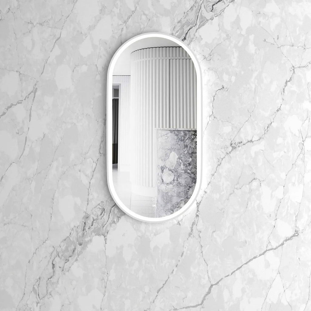 Noosa Oval Framed LED Mirror 450x900mm | OTTI - Hera BathwareWhite Frame