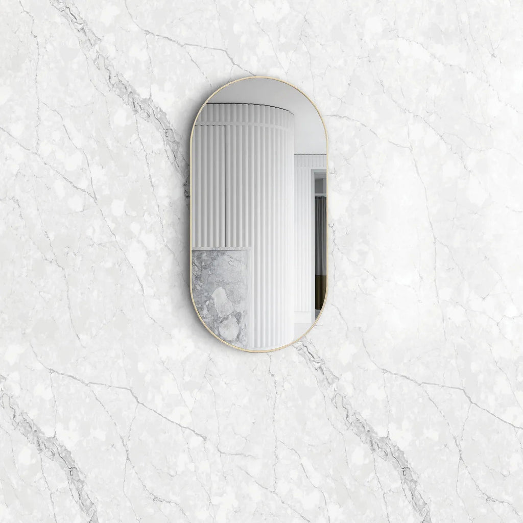 NOOSA Oval Framed Mirror 900*450mm Black/Brushed Gold/White | OTTI - Hera BathwareBrushed Gold