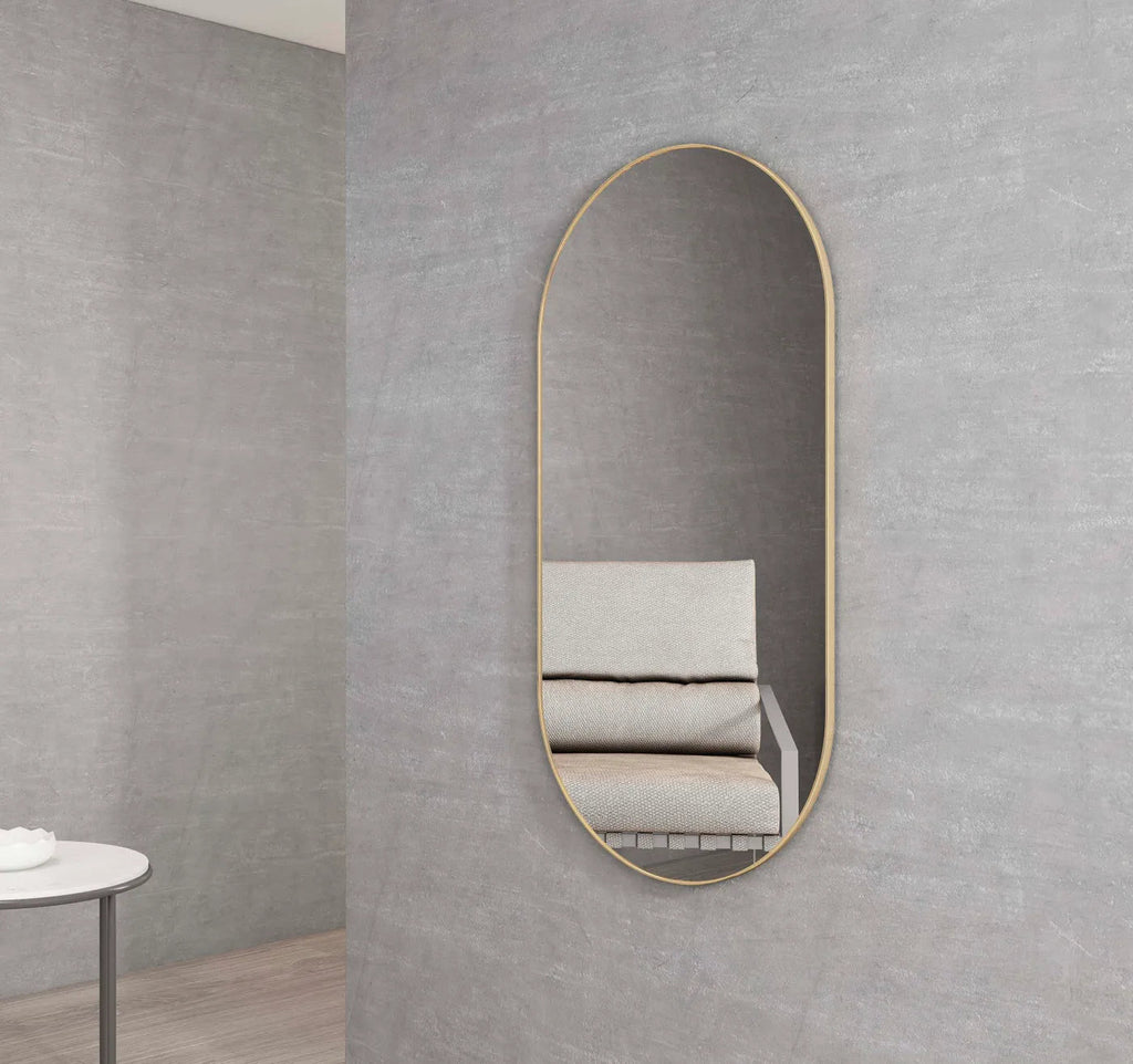 NOOSA Oval Framed Mirror 900*450mm Black/Brushed Gold/White | OTTI - Hera BathwareBrushed Gold