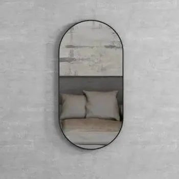 NOOSA Oval Framed Mirror 900*450mm Black/Brushed Gold/White | OTTI - Hera BathwareMatte Black