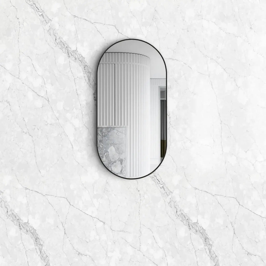 NOOSA Oval Framed Mirror 900*450mm Black/Brushed Gold/White | OTTI - Hera BathwareMatte Black