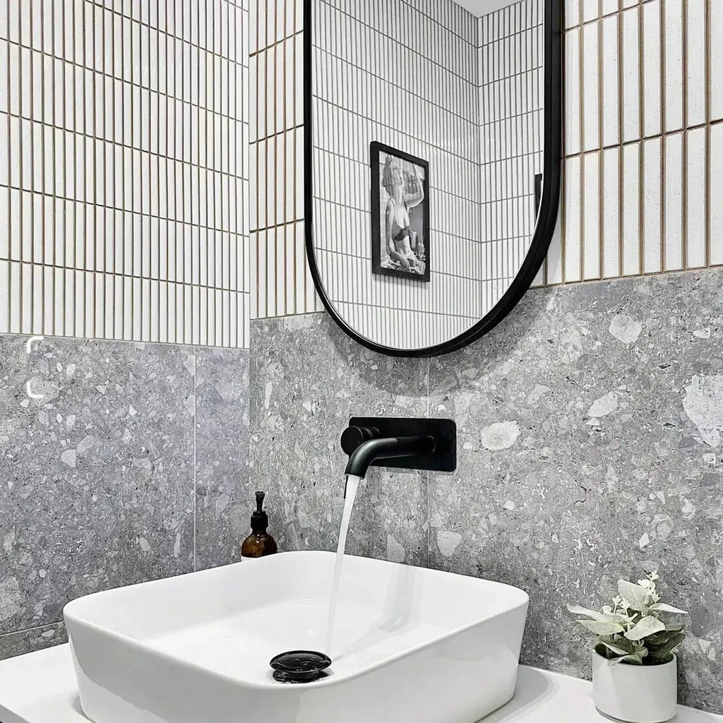 NOOSA Oval Framed Mirror 900*450mm Black/Brushed Gold/White | OTTI - Hera BathwareMatte Black