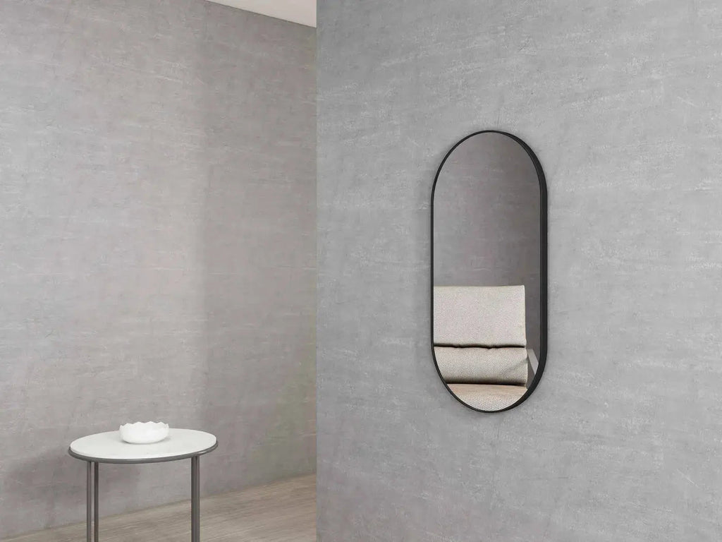 NOOSA Oval Framed Mirror 900*450mm Black/Brushed Gold/White | OTTI - Hera BathwareMatte Black