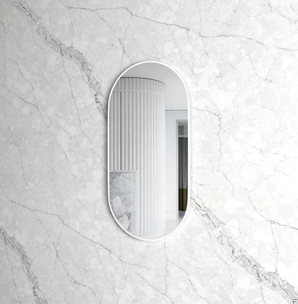 NOOSA Oval Framed Mirror 900*450mm Black/Brushed Gold/White | OTTI - Hera BathwareMetal White