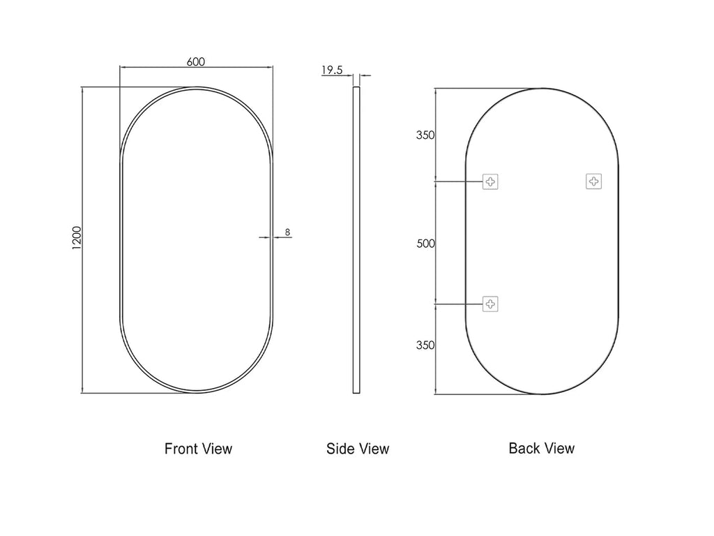 NOOSA Oval Metal Framed Mirror 1200*600mm | OTTI - Hera BathwareMetal White