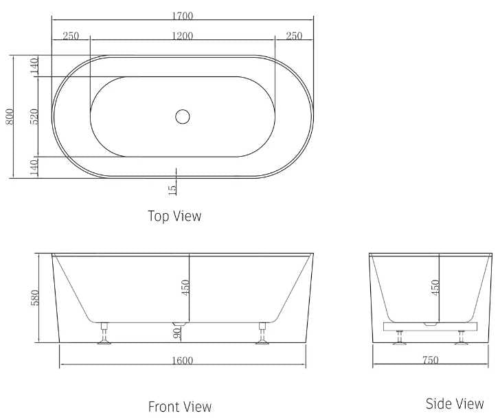 NORA Matte White Free Standing Bathtub - Hera Bathware1500mmMatte White