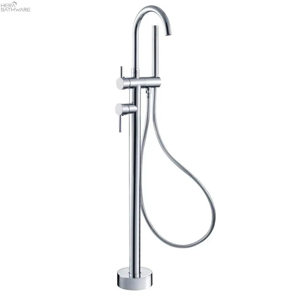 NOVA/Mecca Round Floor Mount Mixer with Handshower - Hera BathwareChrome