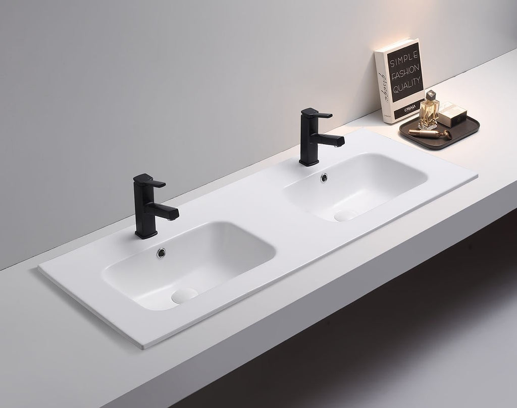 OLIVIA Ceramic Top Matte - Hera Bathware1200mm Double BowlsMatte White