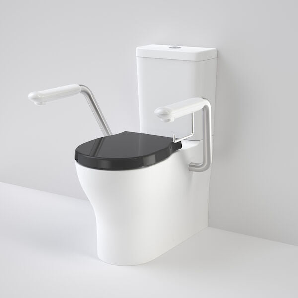 OPAL Cleanflush Easy Height Wall Faced Close Coupled Suite With Armrest | CAROMA - Hera BathwareDouble Flap Seat Black
