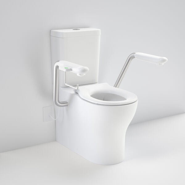 OPAL Cleanflush Easy Height Wall Faced Close Coupled Suite With Nurse Call Armrest | CAROMA - Hera BathwareSingle Flap Seat - WhiteNurse Call Armrest Right
