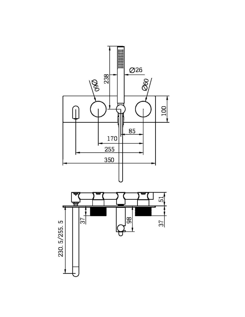 Opal Progressive Shower System with Spout 230/250mm - Hera BathwareBrushed Nickel230mm