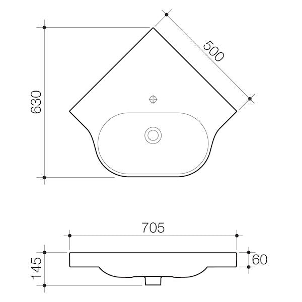 OPAL Sole Corner Wall Basin | CAROMA - Hera Bathware