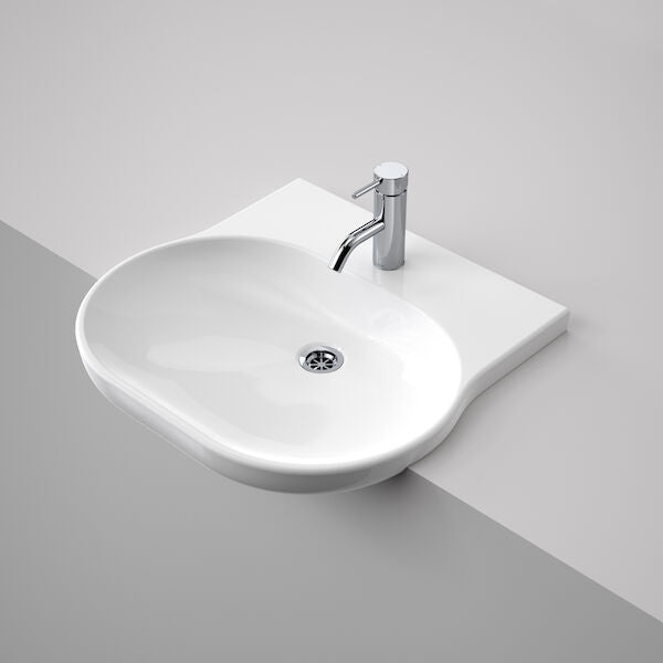 OPAL Sole Semi Recessed Basin 550mm | CAROMA - Hera Bathware1 Tap Hole