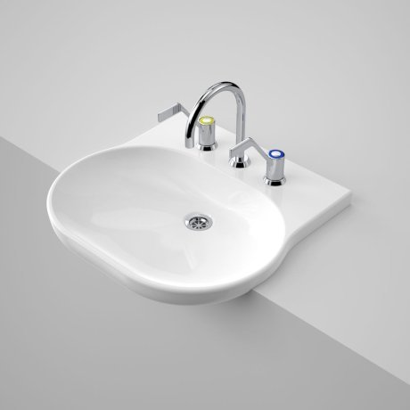 OPAL Sole Semi Recessed Basin 550mm | CAROMA - Hera Bathware3 Tap Hole